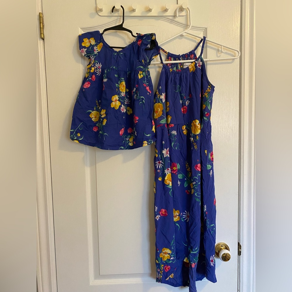 Old Navy Mommy and Me Blue Floral matching dress Size XS and Size 6-12 Months
